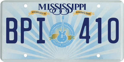 MS license plate BPI410