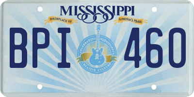 MS license plate BPI460