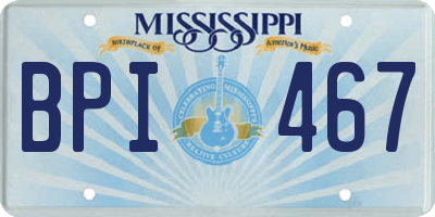 MS license plate BPI467