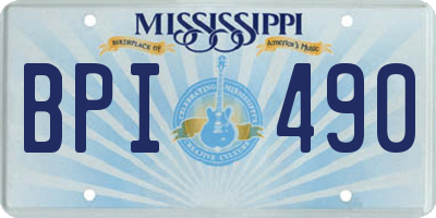 MS license plate BPI490