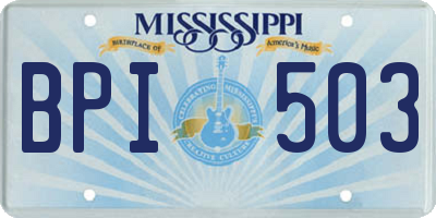 MS license plate BPI503