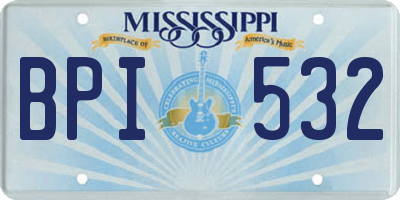 MS license plate BPI532
