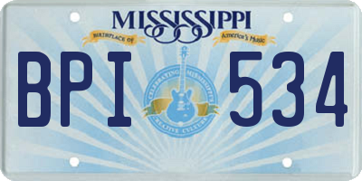 MS license plate BPI534