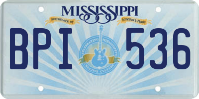 MS license plate BPI536