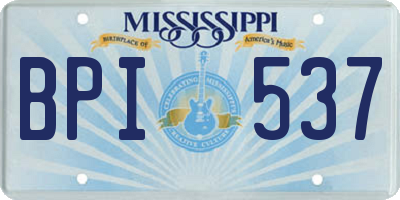 MS license plate BPI537