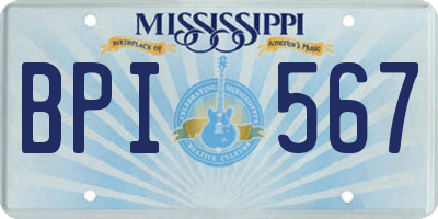 MS license plate BPI567
