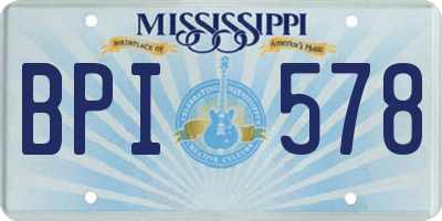MS license plate BPI578