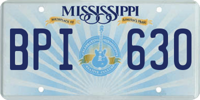 MS license plate BPI630