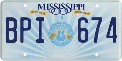 MS license plate BPI674