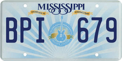 MS license plate BPI679