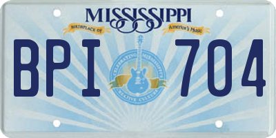 MS license plate BPI704
