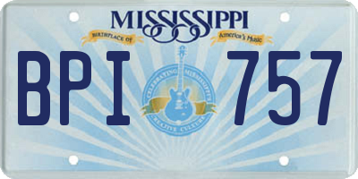 MS license plate BPI757