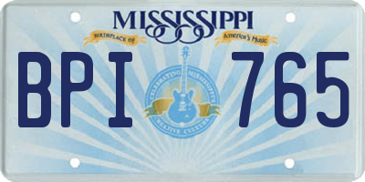 MS license plate BPI765