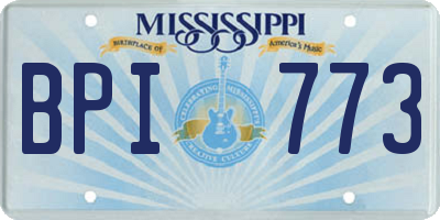 MS license plate BPI773