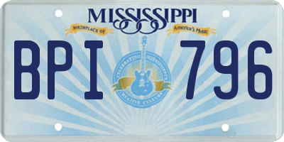 MS license plate BPI796