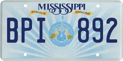 MS license plate BPI892