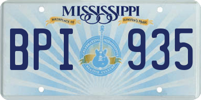 MS license plate BPI935