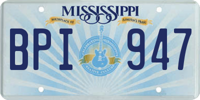 MS license plate BPI947