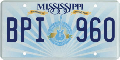 MS license plate BPI960