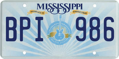 MS license plate BPI986