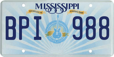 MS license plate BPI988