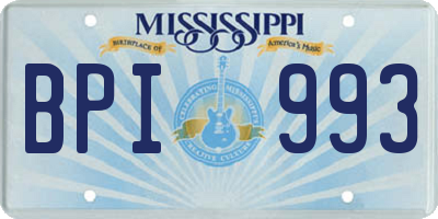 MS license plate BPI993