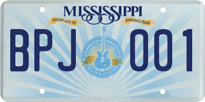 MS license plate BPJ001