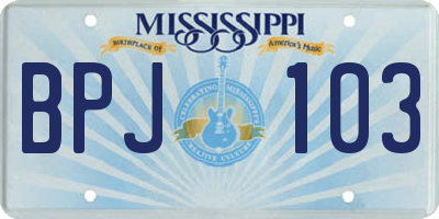 MS license plate BPJ103