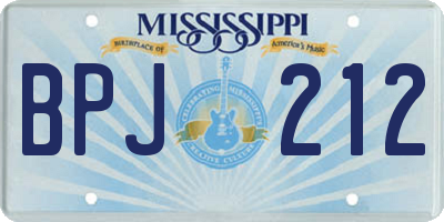 MS license plate BPJ212