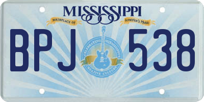 MS license plate BPJ538