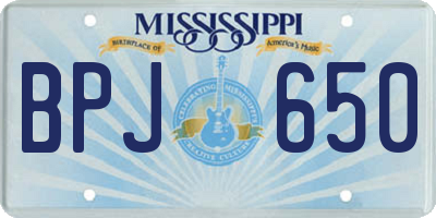 MS license plate BPJ650