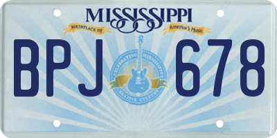 MS license plate BPJ678