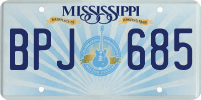 MS license plate BPJ685