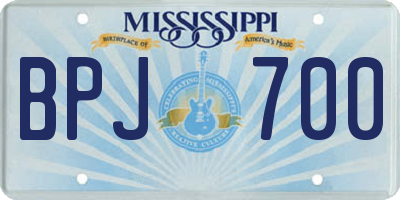 MS license plate BPJ700