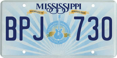 MS license plate BPJ730
