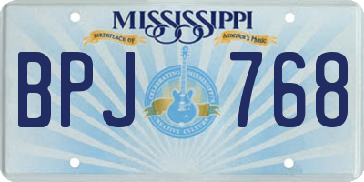 MS license plate BPJ768