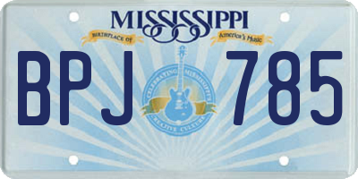 MS license plate BPJ785
