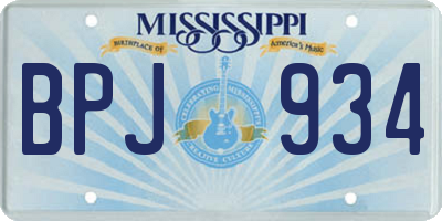 MS license plate BPJ934