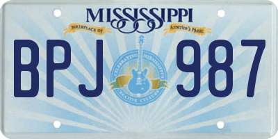 MS license plate BPJ987