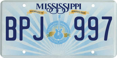 MS license plate BPJ997