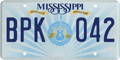 MS license plate BPK042