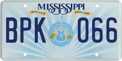 MS license plate BPK066