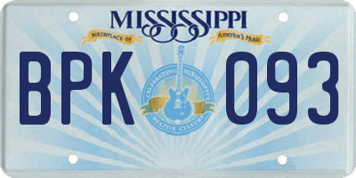 MS license plate BPK093