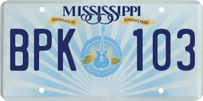 MS license plate BPK103
