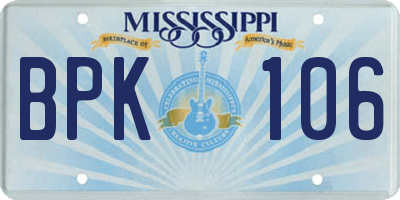 MS license plate BPK106