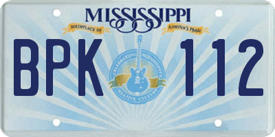 MS license plate BPK112