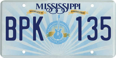 MS license plate BPK135