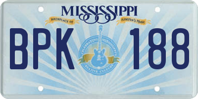 MS license plate BPK188