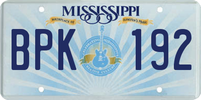 MS license plate BPK192