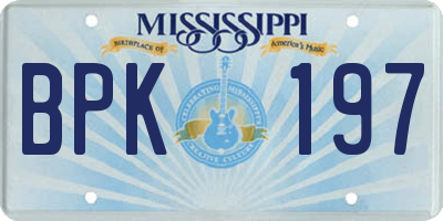 MS license plate BPK197
